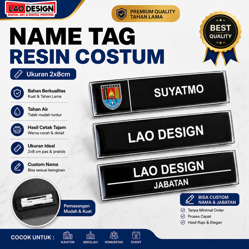 Name Tag Custom - Name Tag Resin - Name Tag Murah - Name Tag Dada - Papan Nama Dada - Nama Dada - Na