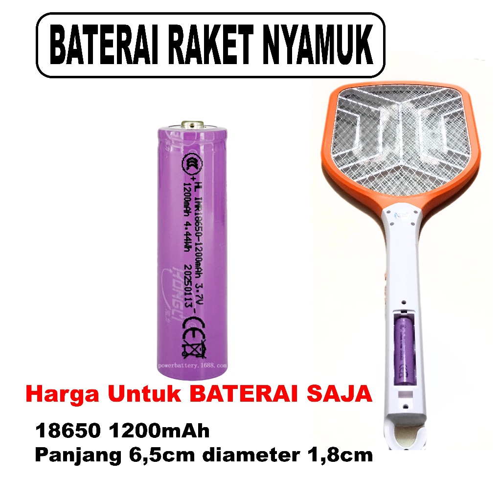 Baterai Raket Nyamuk Rechargeable 1200mAh hongli Original
