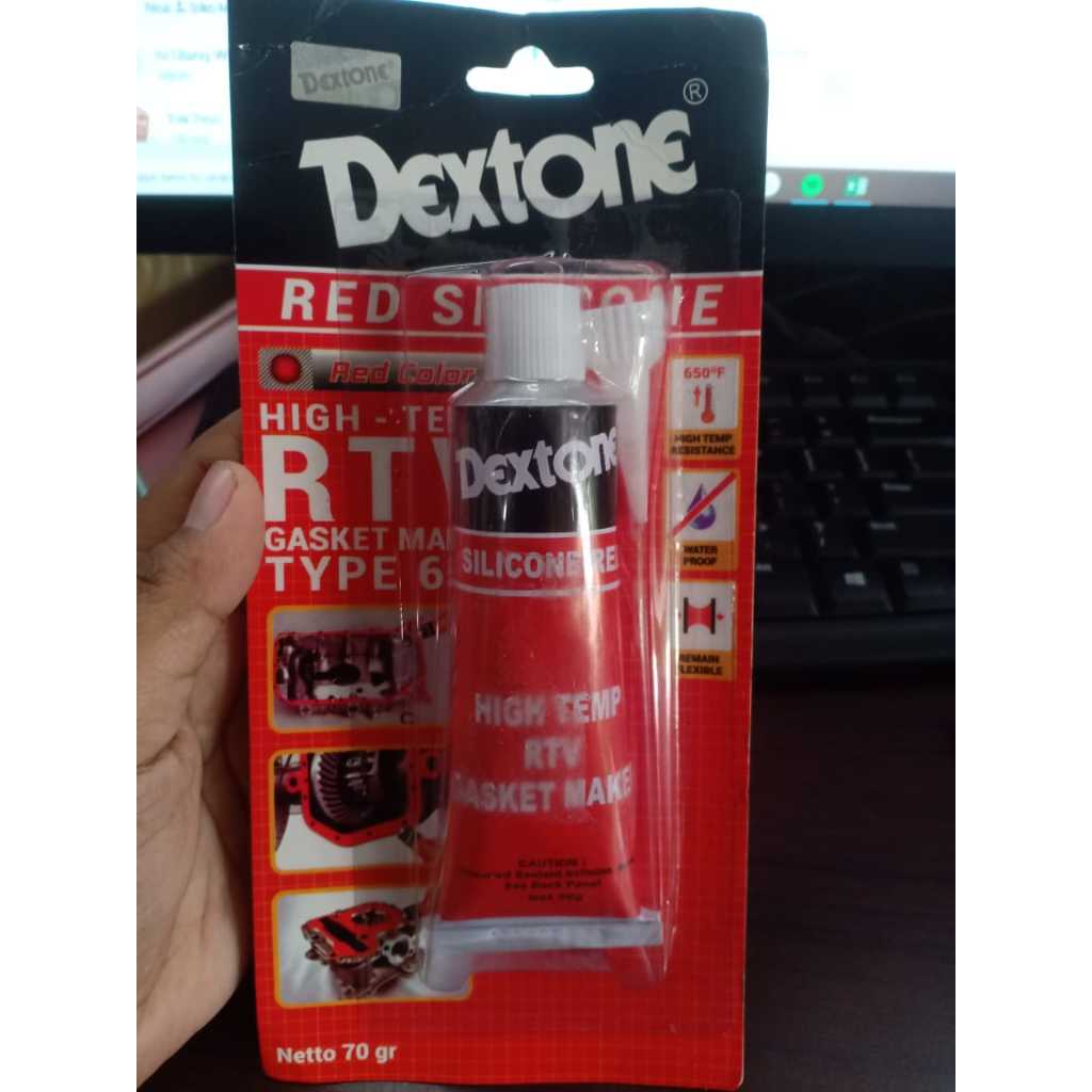 Lem Dextone red silicone 70gr dextone red lem gasket merah