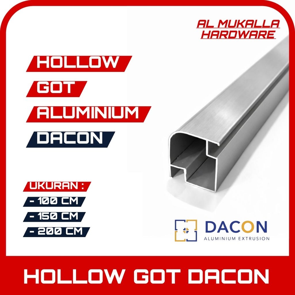 Hollow Got Aluminium Etalase 28mm x 28mm panjang 1/1.5/2 Meter - Hollow Got Aluminium DACON