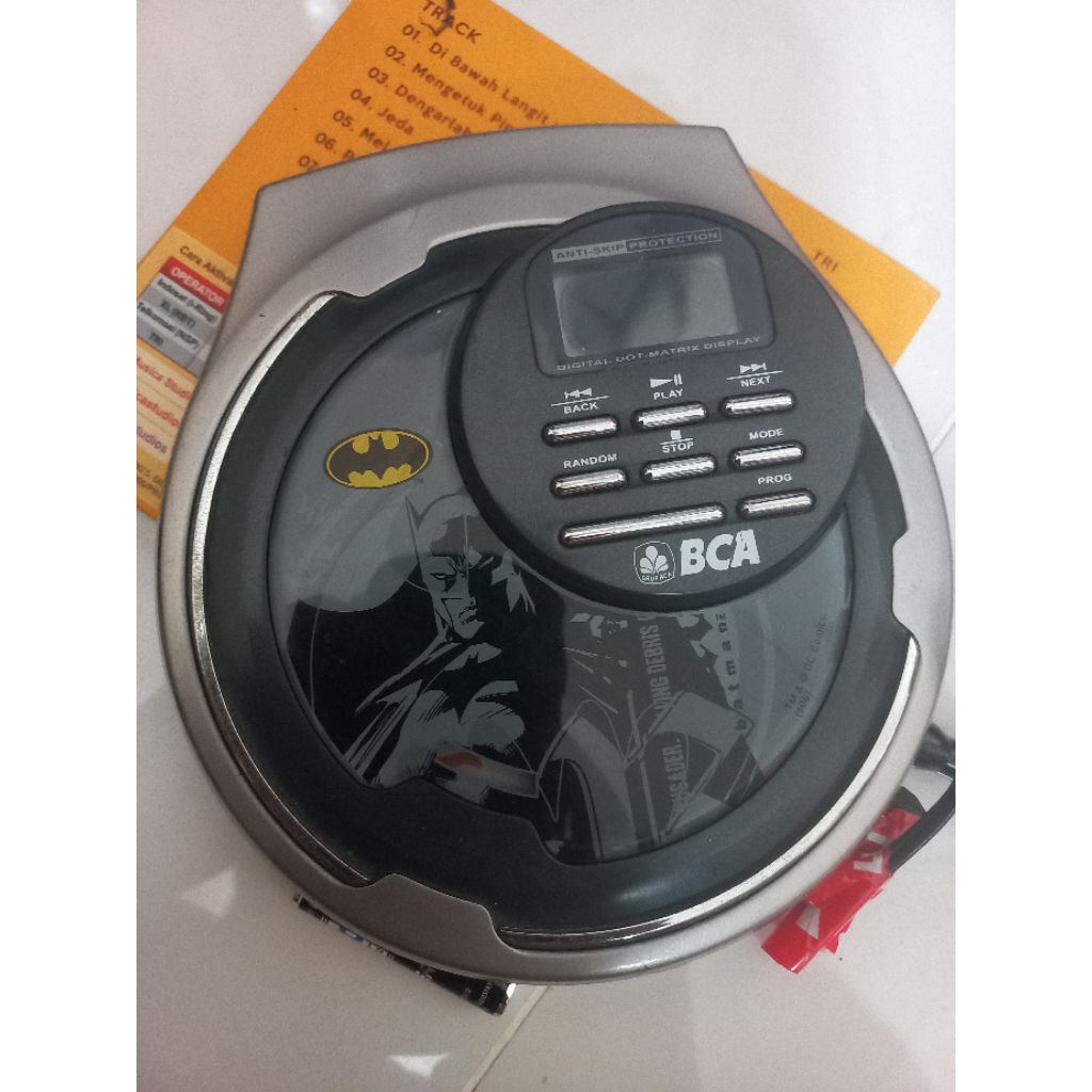 discman bca - batman - pemutar cd - perlu service - no disc