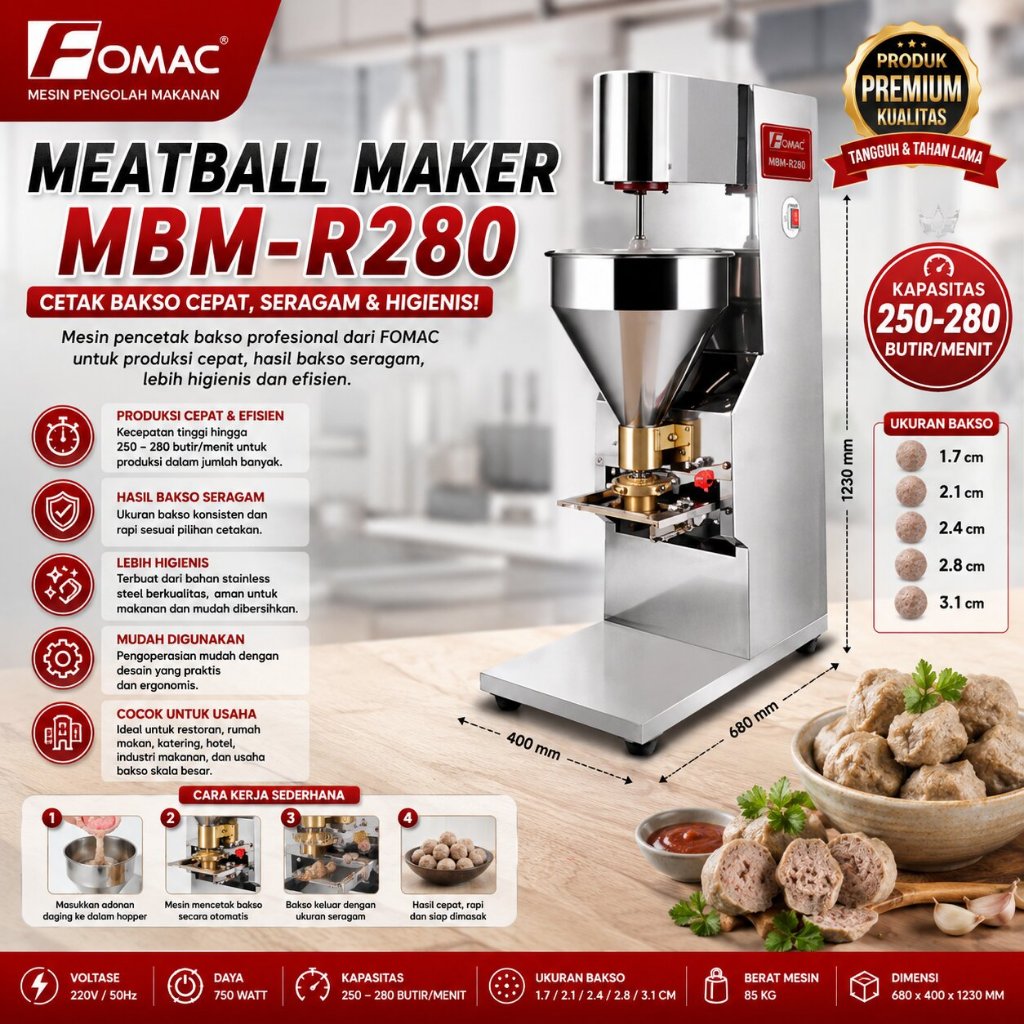 FOMAC MESIN CETAK BAKSO / MEATBALL FORMING MACHINE (FOMAC) MBM-R280