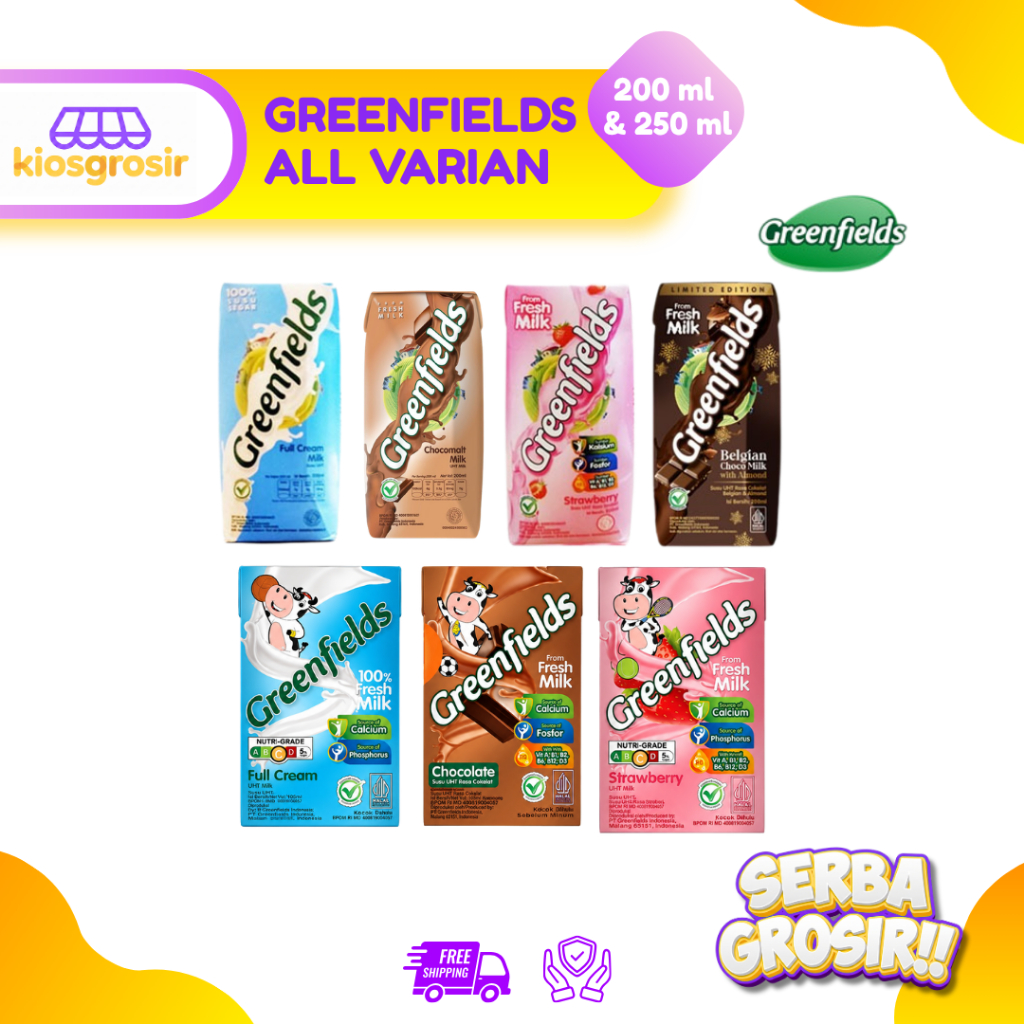 KIOSGROSIR Greenfields Susu UHT EXTRA Strawberry Vanila Chamomile Chocolate Honey Earl Grey Tea ~ 10