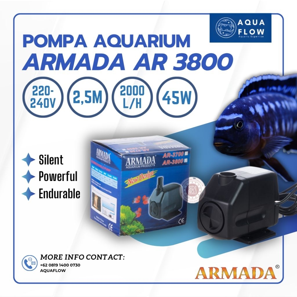 Pompa Aquarium Armada AR 3800 2000L/H 45W / Pompa Aquarium / Pompa Kolam / Pompa Celup