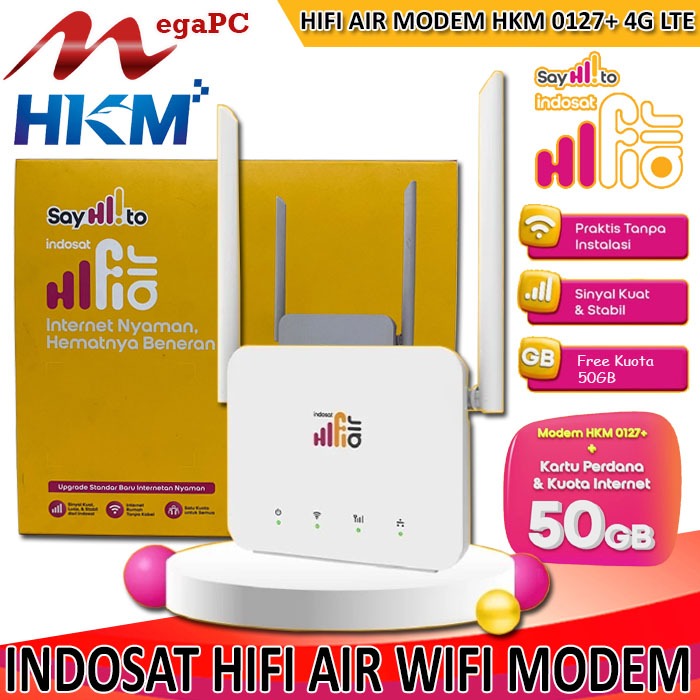Indosat HiFi Air HKM 0127+ WiFi Modem 4G LTE Free Paket Data Indosat 50GB