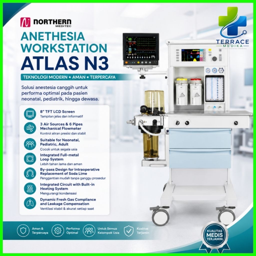 Mesin Anestesi Northern Meditec Atlas N3 / N5 / N7 Anesthesia Workstation ICU OK Bedah Ventilator An