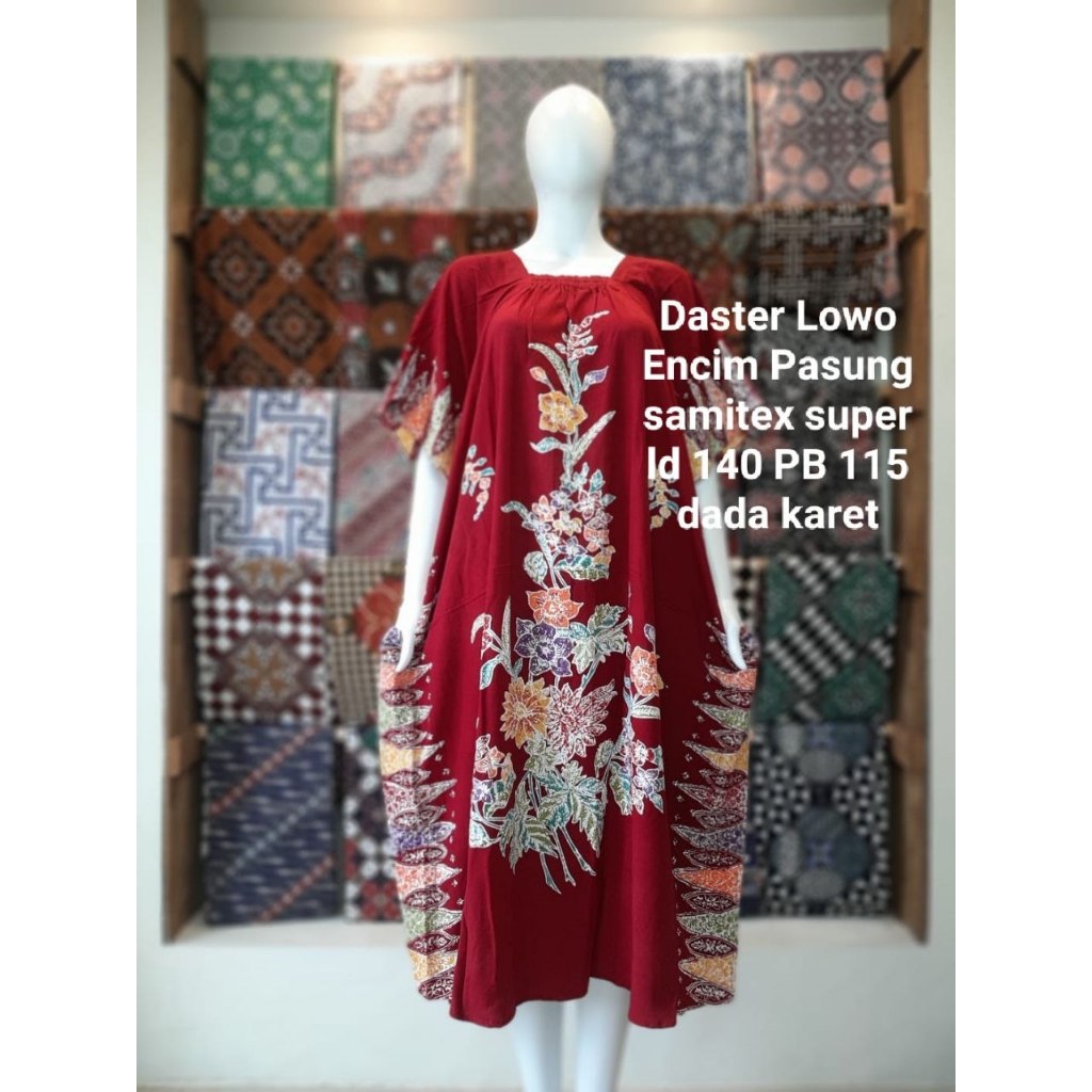 Daster Lowo Encim Pasung Bunga Batik Cap Kombinasi Batik Tulis Premium
