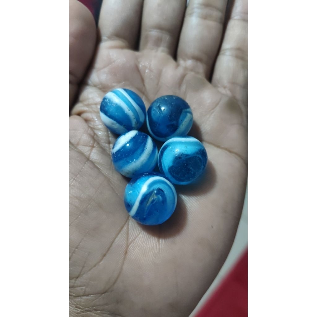kelereng roster kaca biru laut