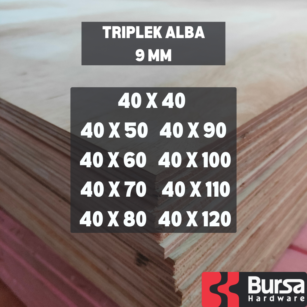 Triplek Custom Potongan Alba 9mm Sengon Plywood Multiplek Halus Lebar 40cm Bahan Kerajinan Serbaguna