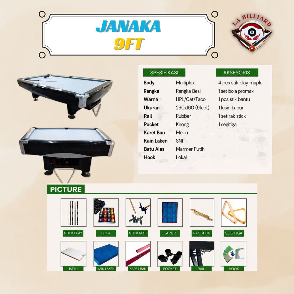 MEJA BILLIARD 9FT LOKAL JANAKA