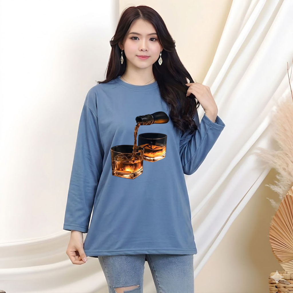 COD Kaos Oversize Wanita Lengan Panjang/ Kaos Distro Wanita Kaos Streetwear Oversize Lengan Panjang 