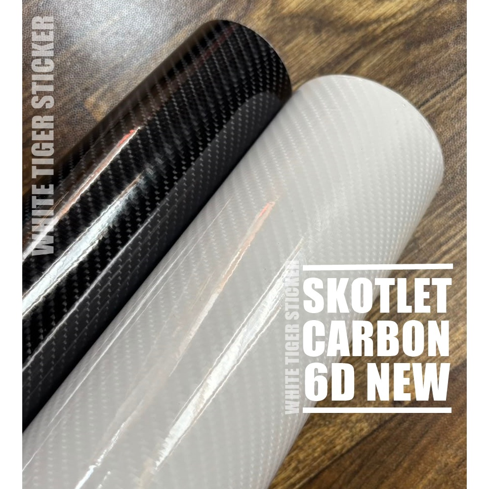 SKOTLET STICKER MOTOR CARBON 6D PUTIH SKOTLET CARBON 6D WHITE SKOTLET KARBON SKOTLET MOTIF CARBON