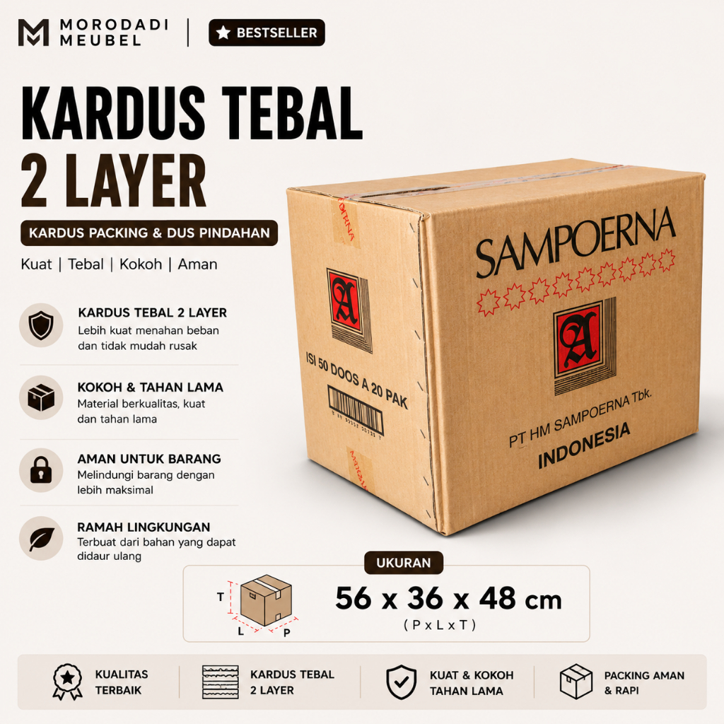 Kardus Packing Tebal 2 Layer | Karton Bekas Sampoerna | Untuk Pindahan & Pengiriman