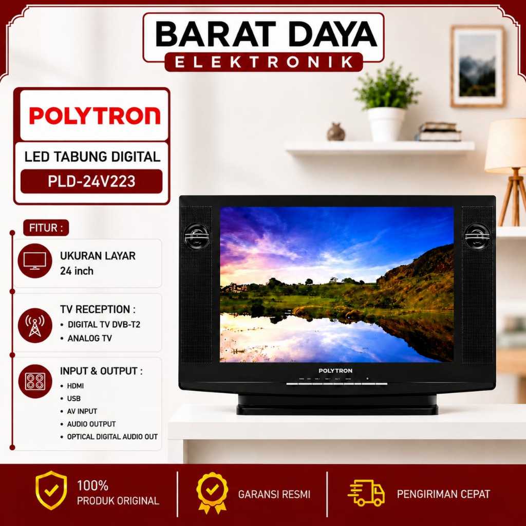 TELEVISI LED TV TABUNG POLYTRON PLD 24V123 / PLD24V223 TV Polytron DIGITAL
