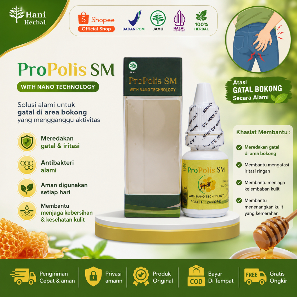 Propolis SM Original | Bantu Atasi Gatal Area Bokong, Gatal Selangkangan, Gatal Kulit, Propolis Herb