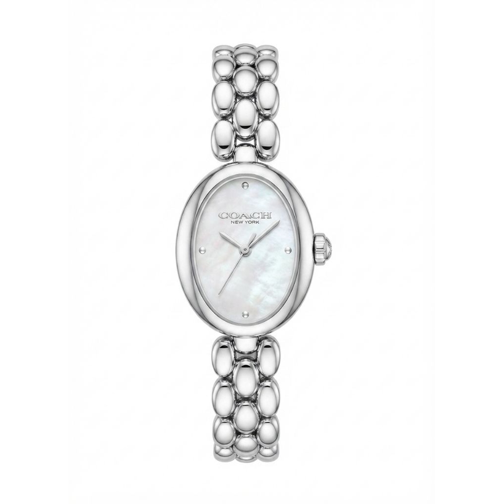 Jam Tangan Coach 14504416 Rantai Silver Dasar Putih Wanita Original