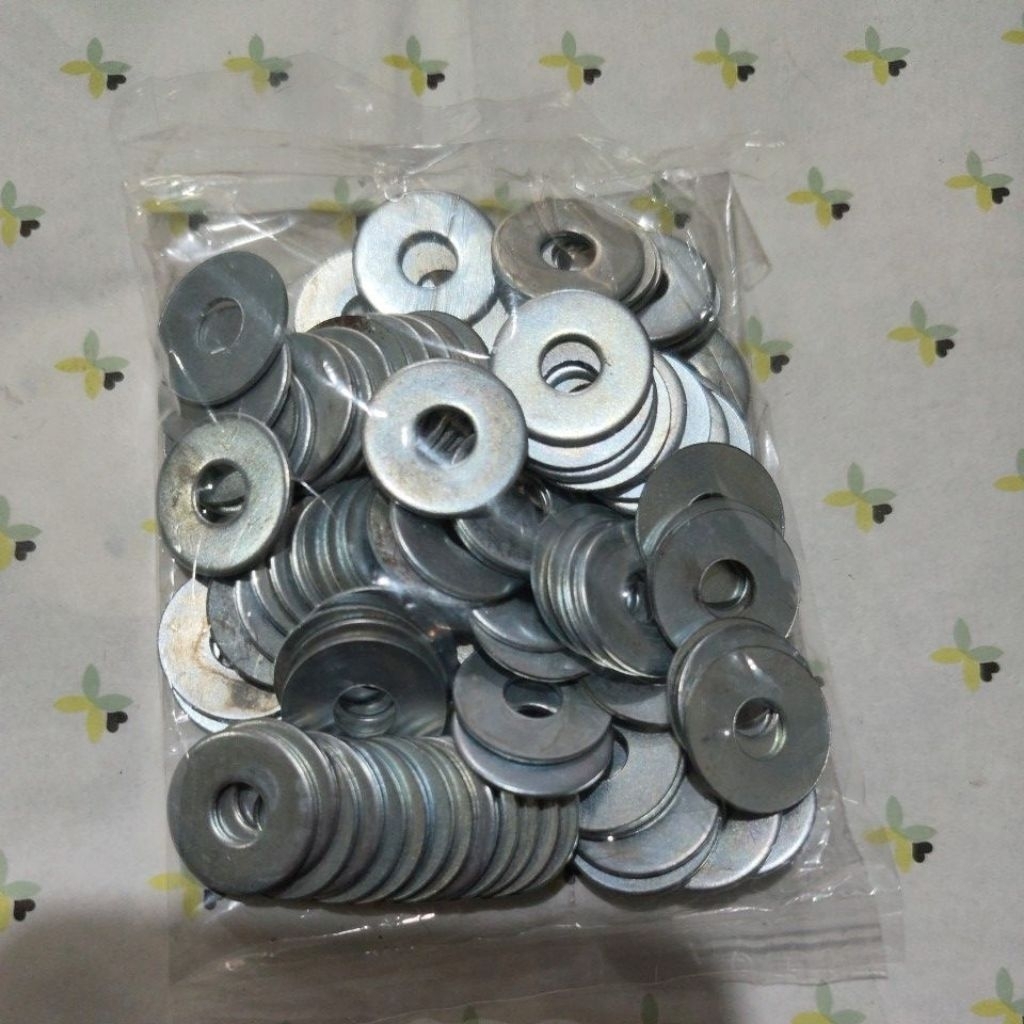 100 Pcs Ring Plat M6 - Putih, Lebar, Tebal