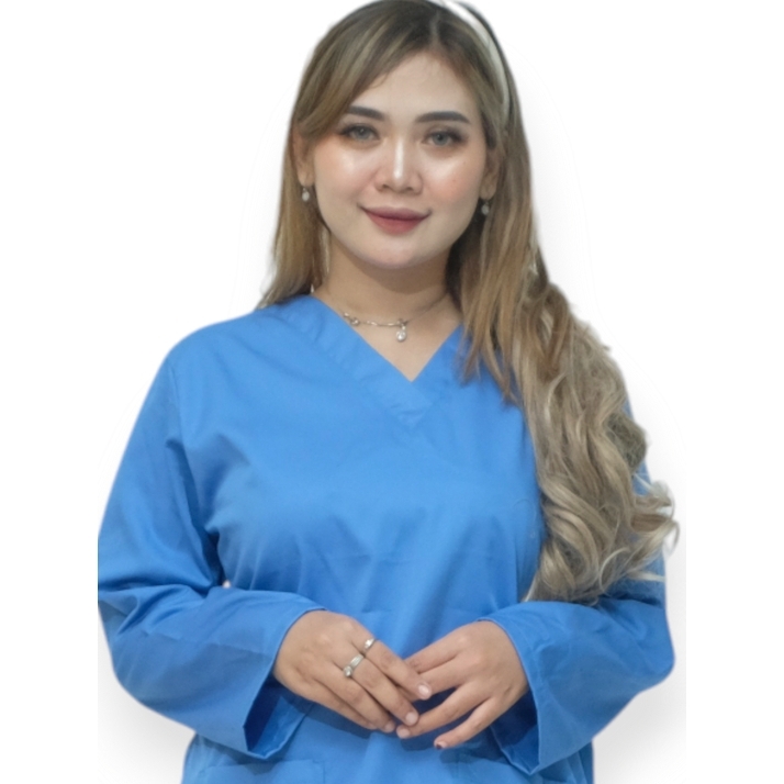 Baju ok lengan panjang super jumbo baju jaga perawat scrub medis jumbo