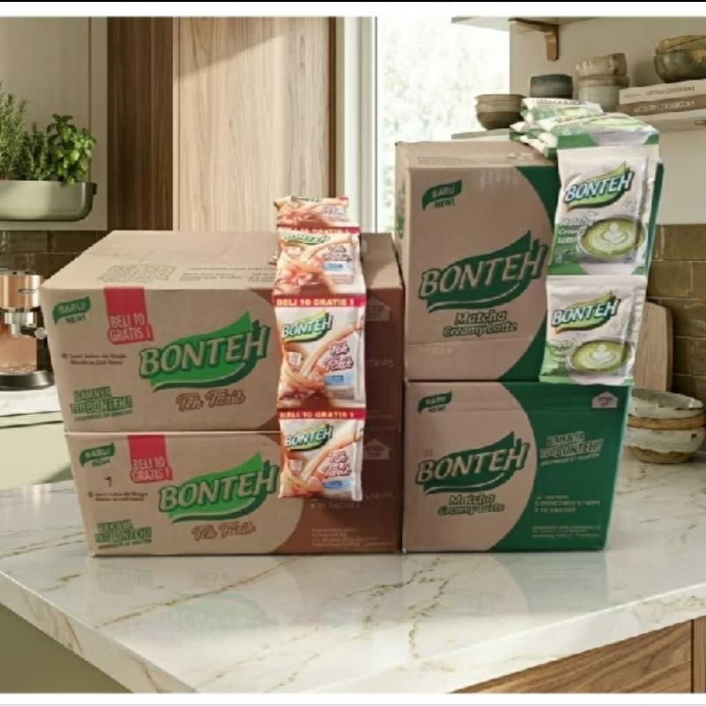 Tokoku_A3 - Bonteh 1 Karton / 1 Dus Bonteh Matcha Creamy Latte & Bonteh Tarik