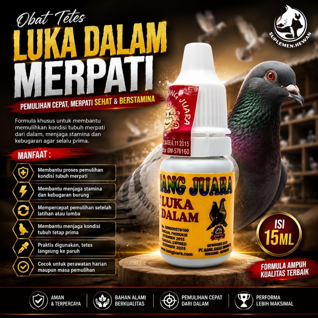 Obat Tetes Luka Dalam Merpati 15ml | Obat Burung Merpati Luka | Suplemen Kesehatan Merpati | Vitamin