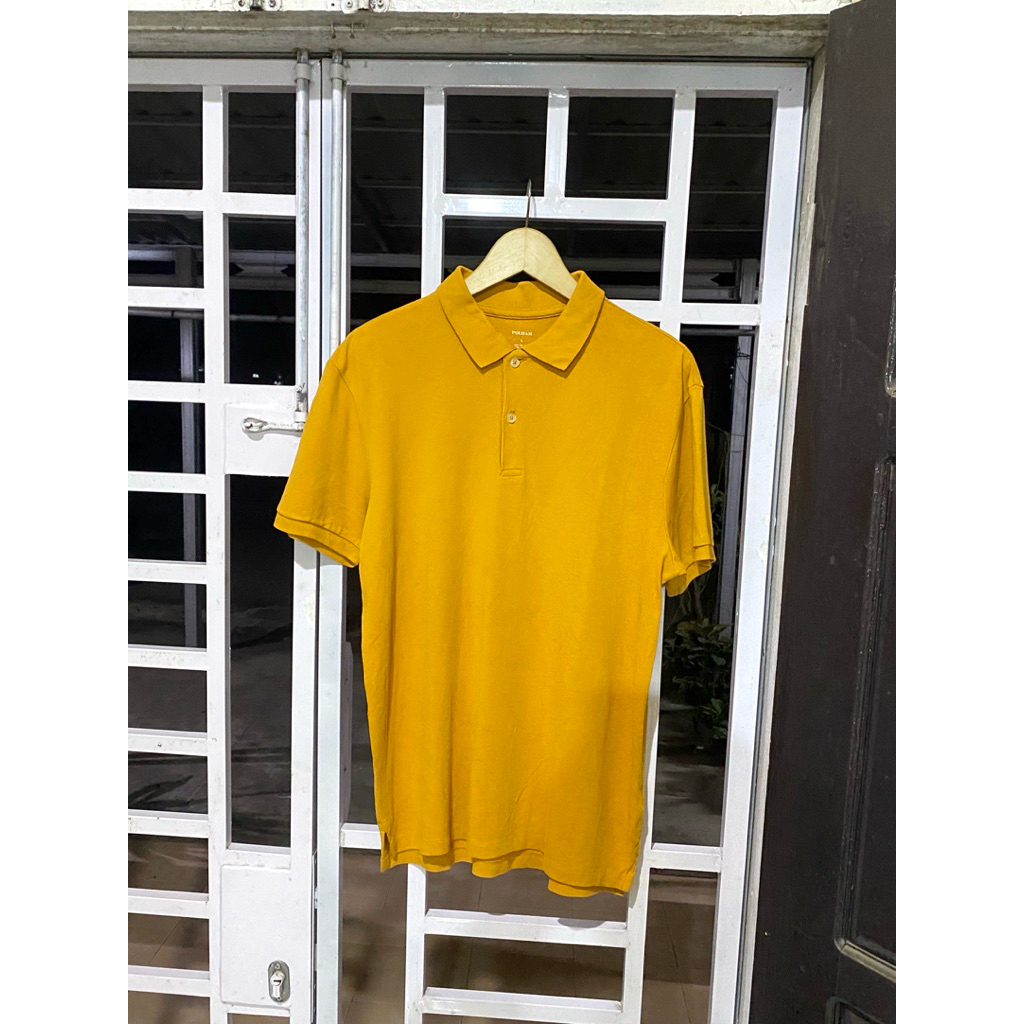 Kaos kerah poloshirt polo atasan laki laki pria cowok basic polos kuning mustard casual Polham secon
