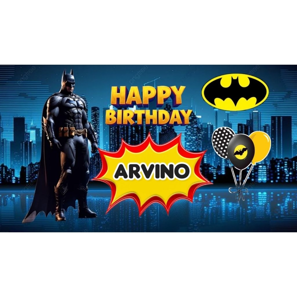 Spanduk BATMAN banner BATMAN spanduk banner ultah anak background BATMAN  custom backdrop ulang tahu