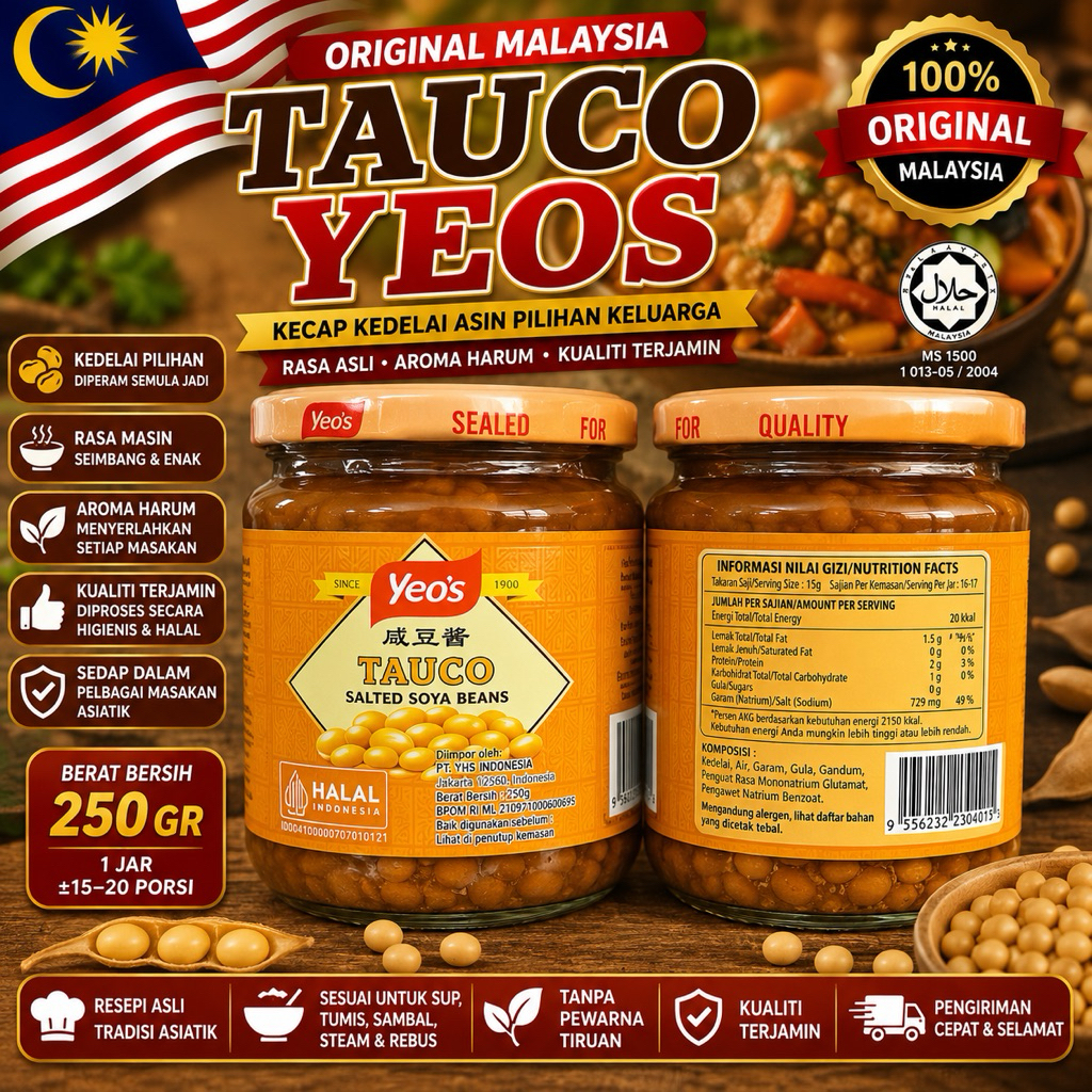 TAUCO MALAYSIA CAP YEOS KECIL 250 ML - TAUCO MASIN YEOS - TAUCO MALAYSIA - TAUCO GURIH - TAUCO KENTA