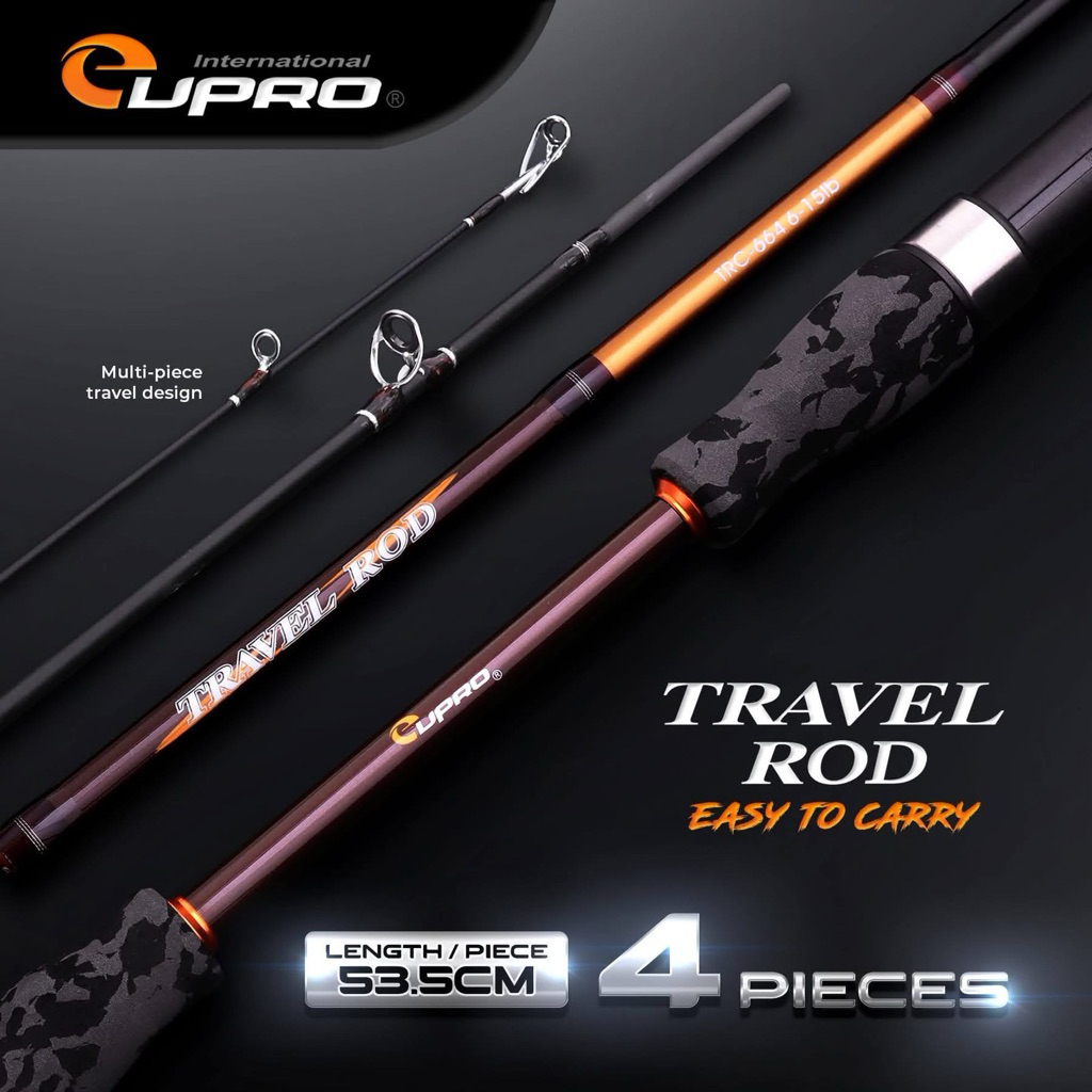 Eupro TRAVEL Joran Pancing 4 Pieces 53.5cm Sambung 4 TRC-664B 6-15LB casting portable Travel Rod + H