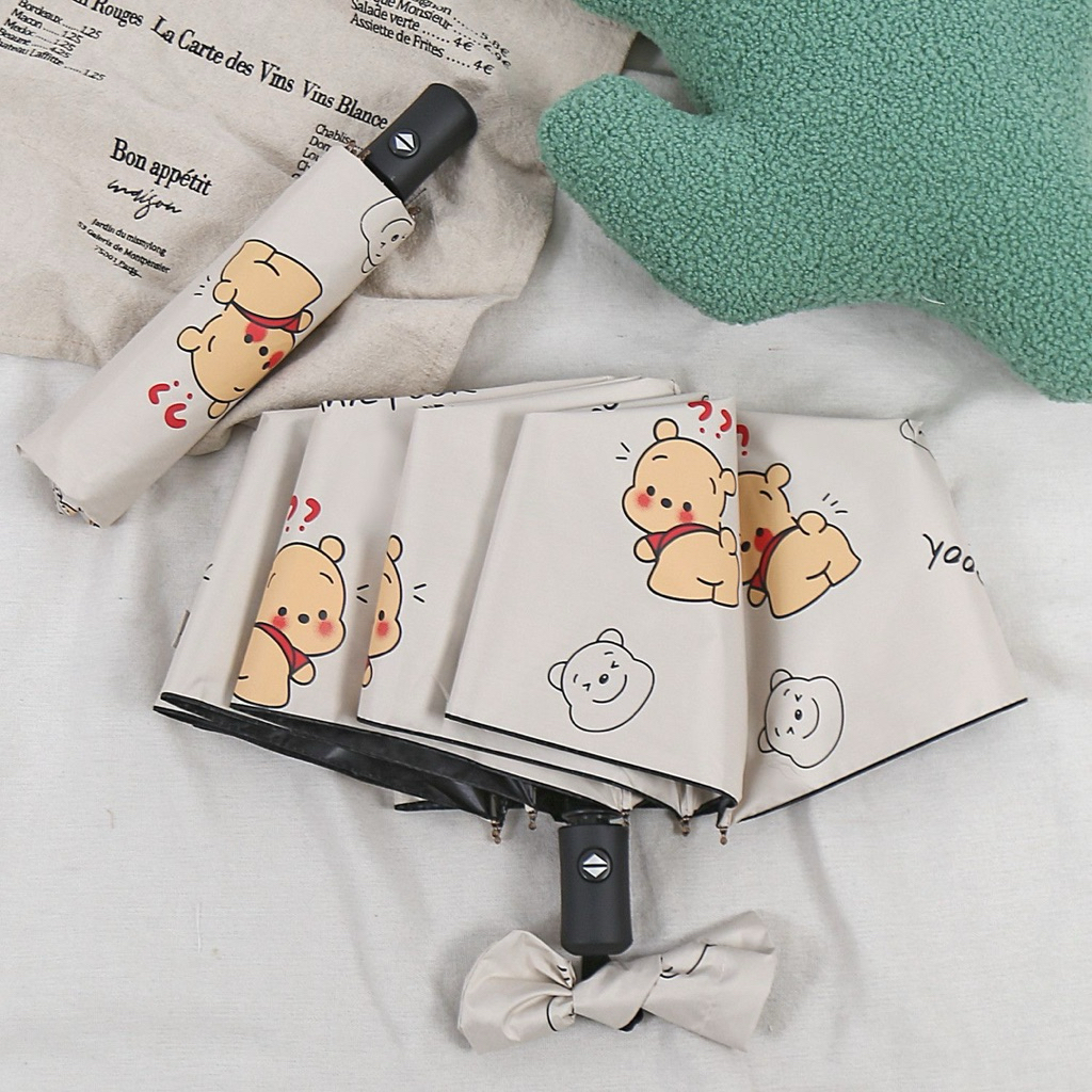 [PREORDER] Payung Lipat Otomatis Winnie the Pooh UV Protection Payung Anti UV Karakter Lucu