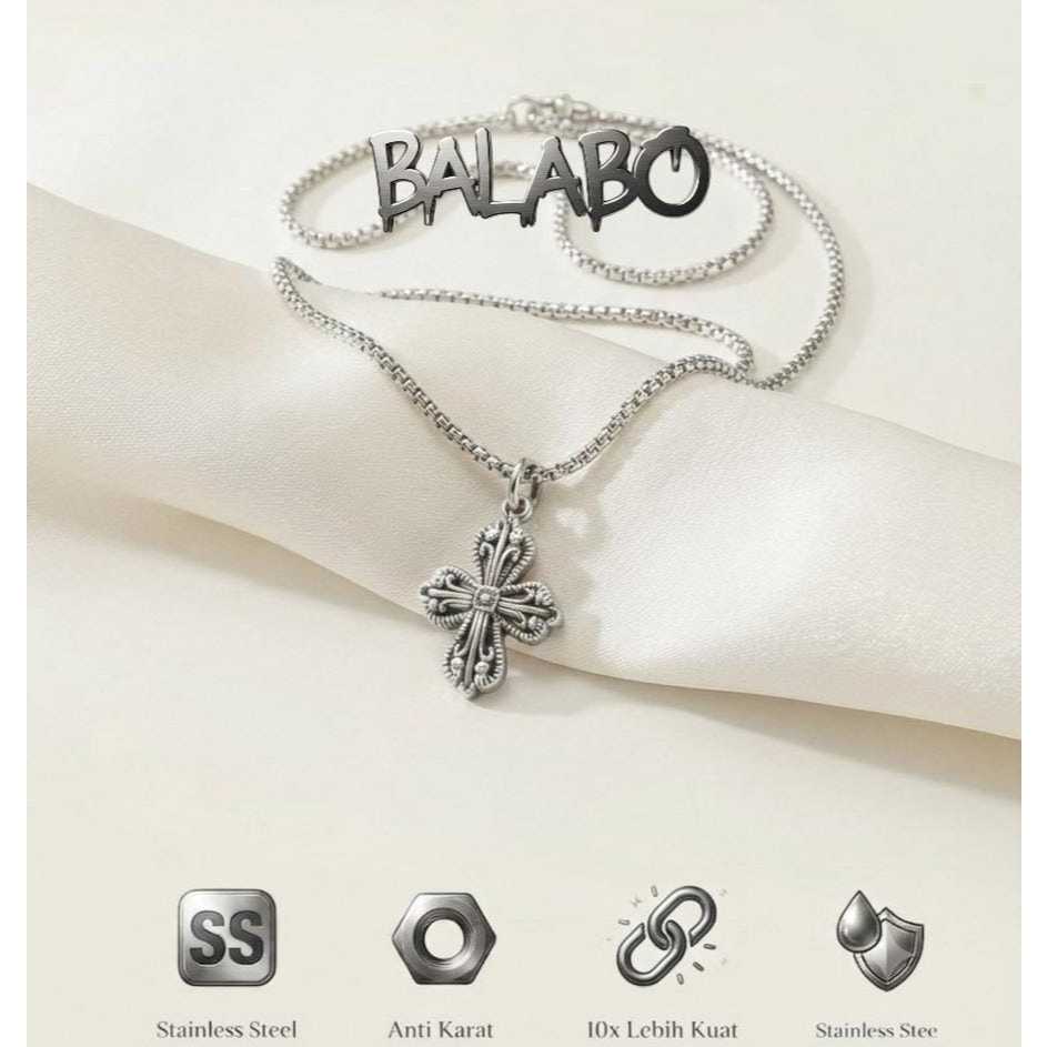 BALABO-CHROME HEARTS NECKLACE-KALUNG TITANIUM SILVER PRIA WANITA ANTI KARAT TIDAK LUNTUR