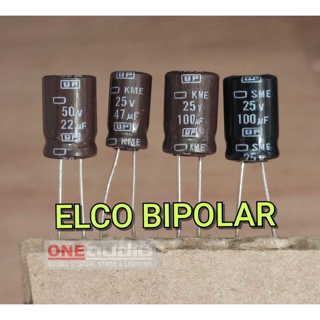 ELCO BIPOLAR 22UF / 47UF / 100UF / 25v / 50v NIPPON CHEMICON COKLAT HITAM