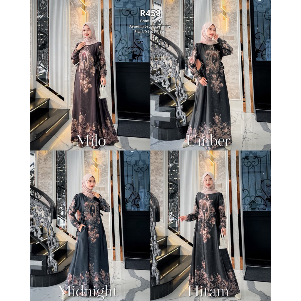Ribyka R459 Gamis Armany Brownprint