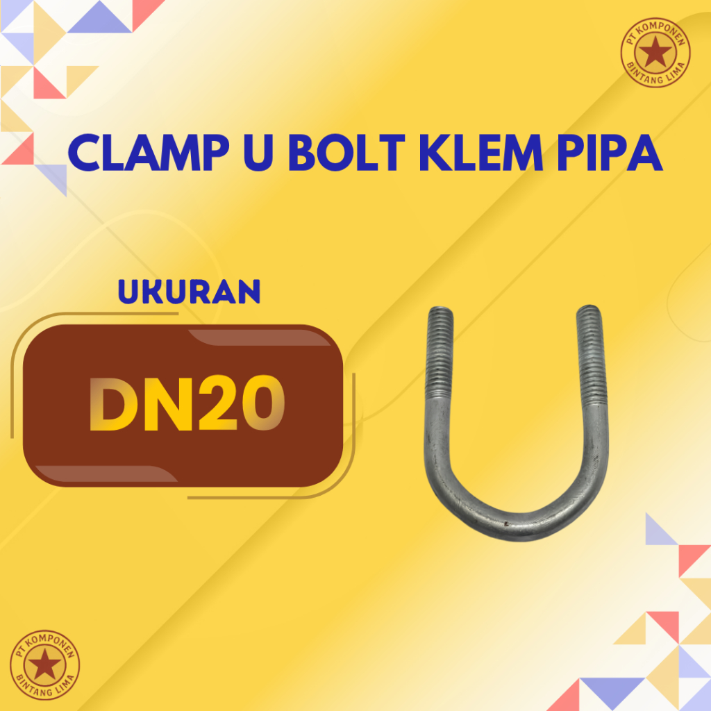 CLAMP U BOLT DN20 PANJANG KLEM PIPA+2MUR U KLEM