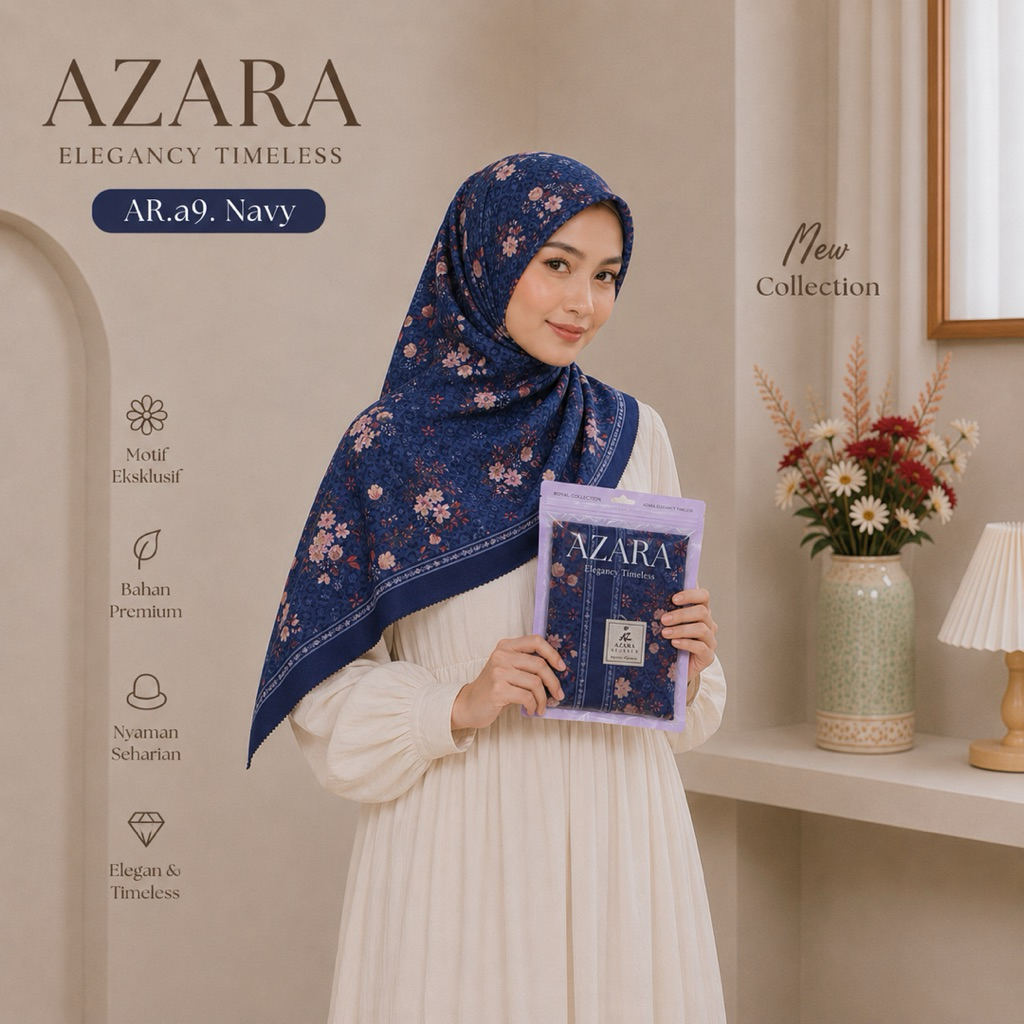 [ ECER ] Azara motif / Jilbab segiempat motif / Jilbab motif Azara Logo besi / Hijab motif / Jilbab 