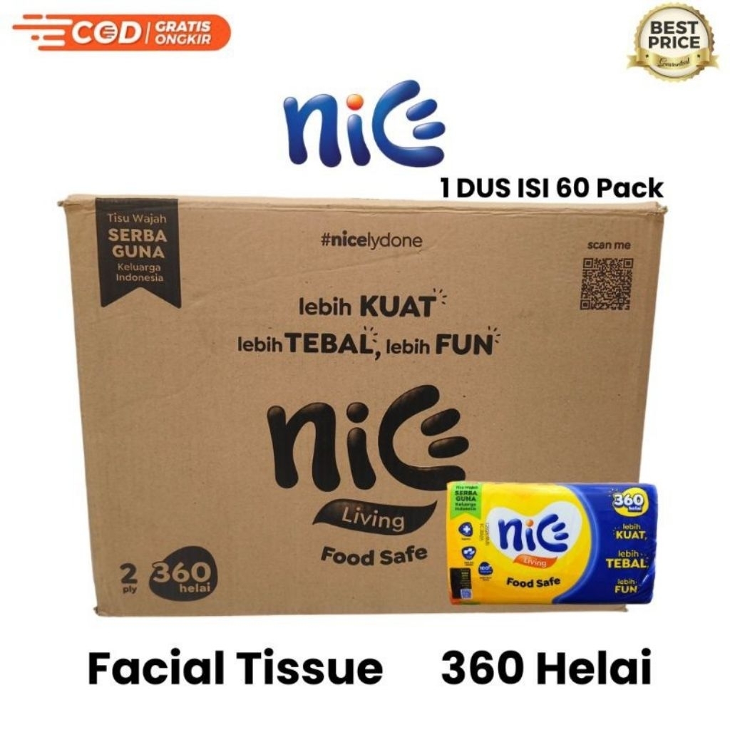 Tisu nice 360 sheet 1 dus isi 60 pcs / Tisu nice 360 (1 DUS) GROSIR