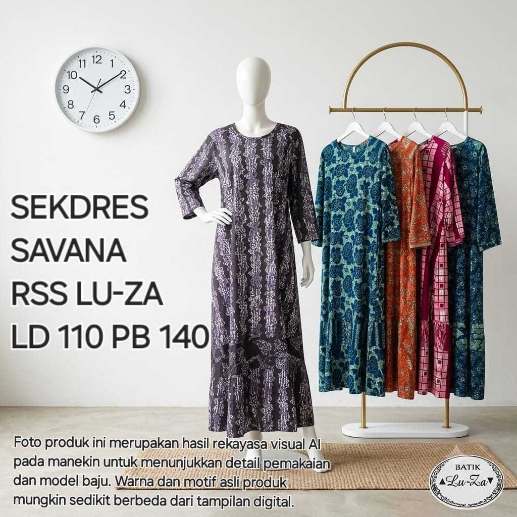 SAVANA RSS  LUZA asli ori pekalongan gamis daster batik tangan panjang bahan adem pondok putri motif