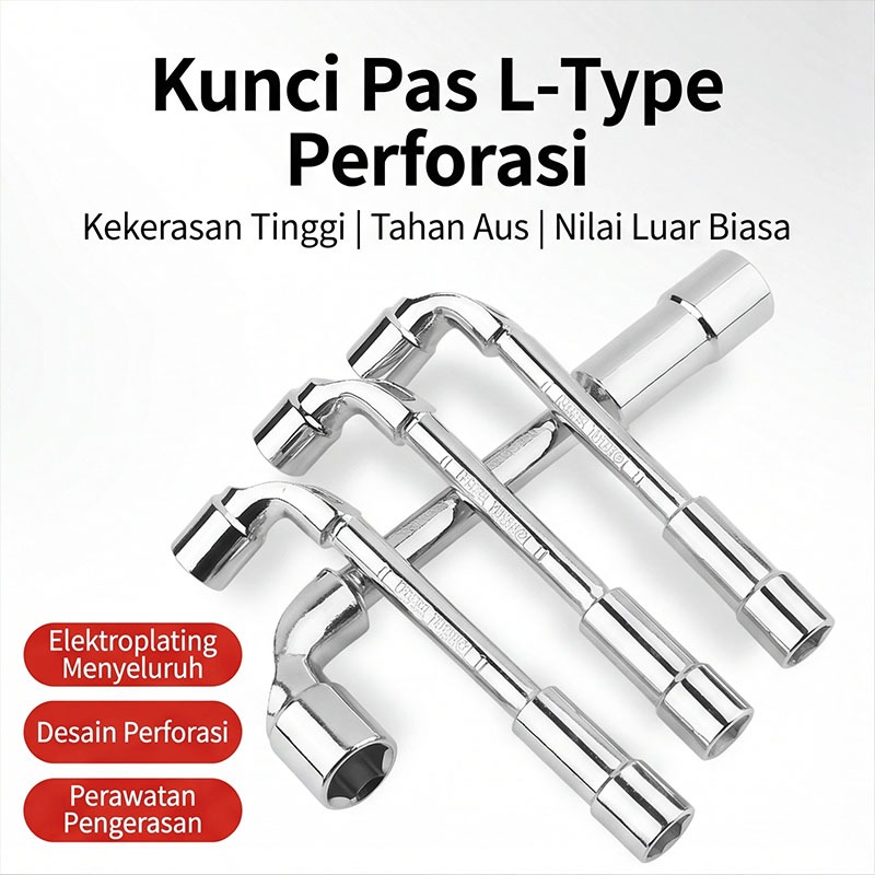 Kunci soket berbentuk L dengan kepala bengkok, kunci pipa berlubang segi enam eksternal berbentuk 7,
