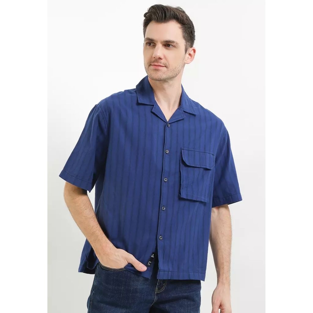 Kemeja Lengan Pendek Pria Lois KLS609D Denim