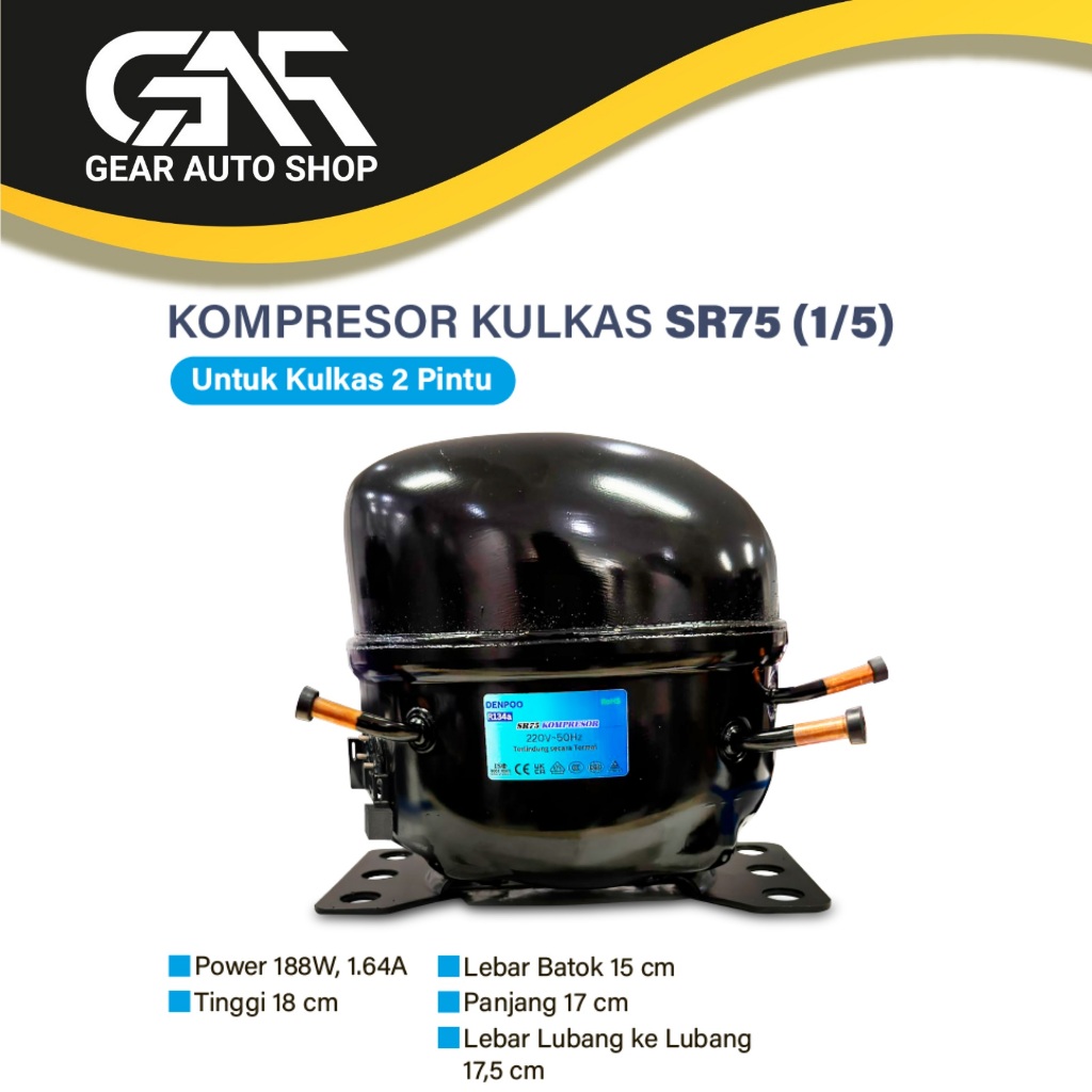 Kompresor kulkas Frezeer compressor showcase Freezer 1 pintu SR75 1/5 PK/HP
