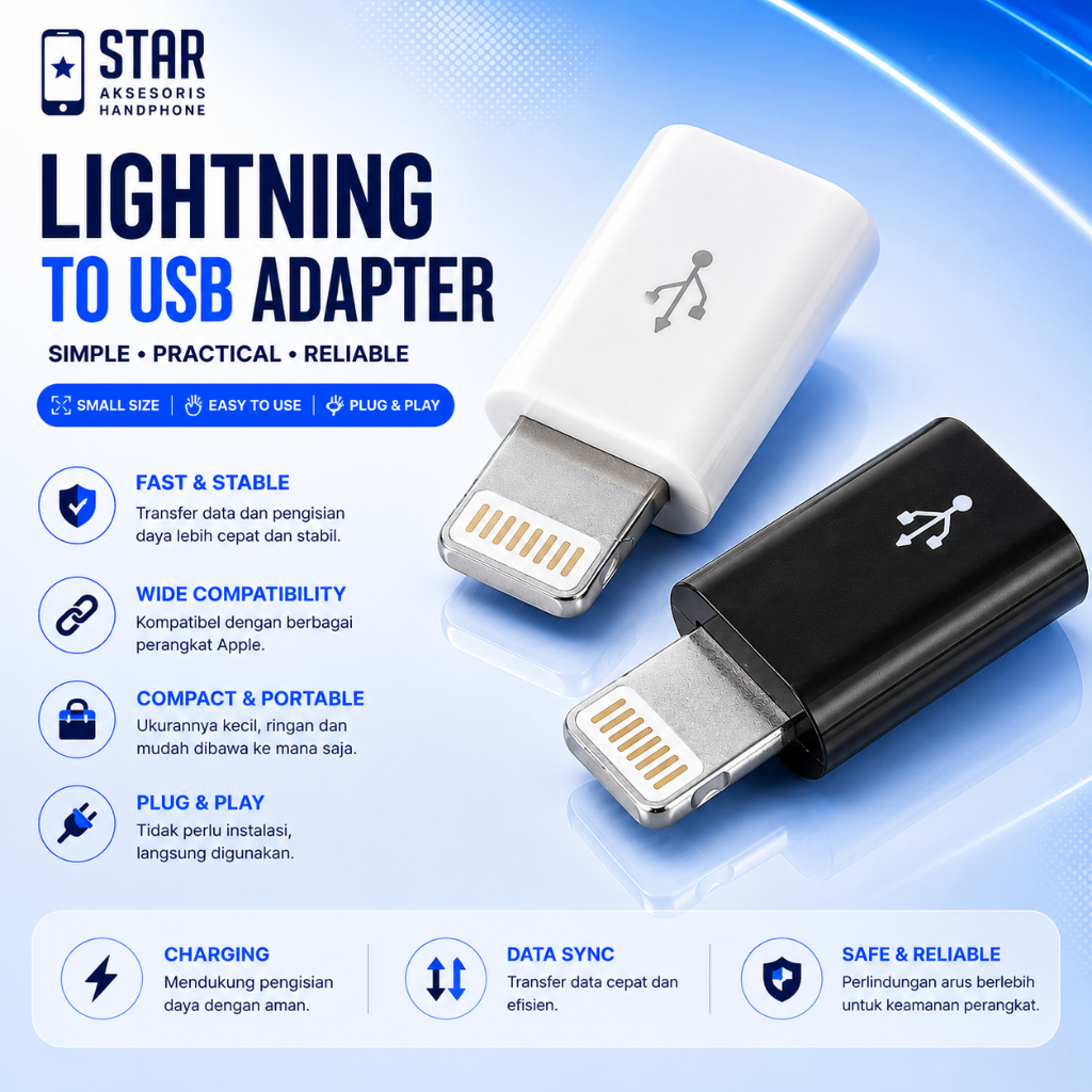 Convector Adapter Charger Micro USB To Type-C & Micro to Lightning Sambungan Charger Converter
