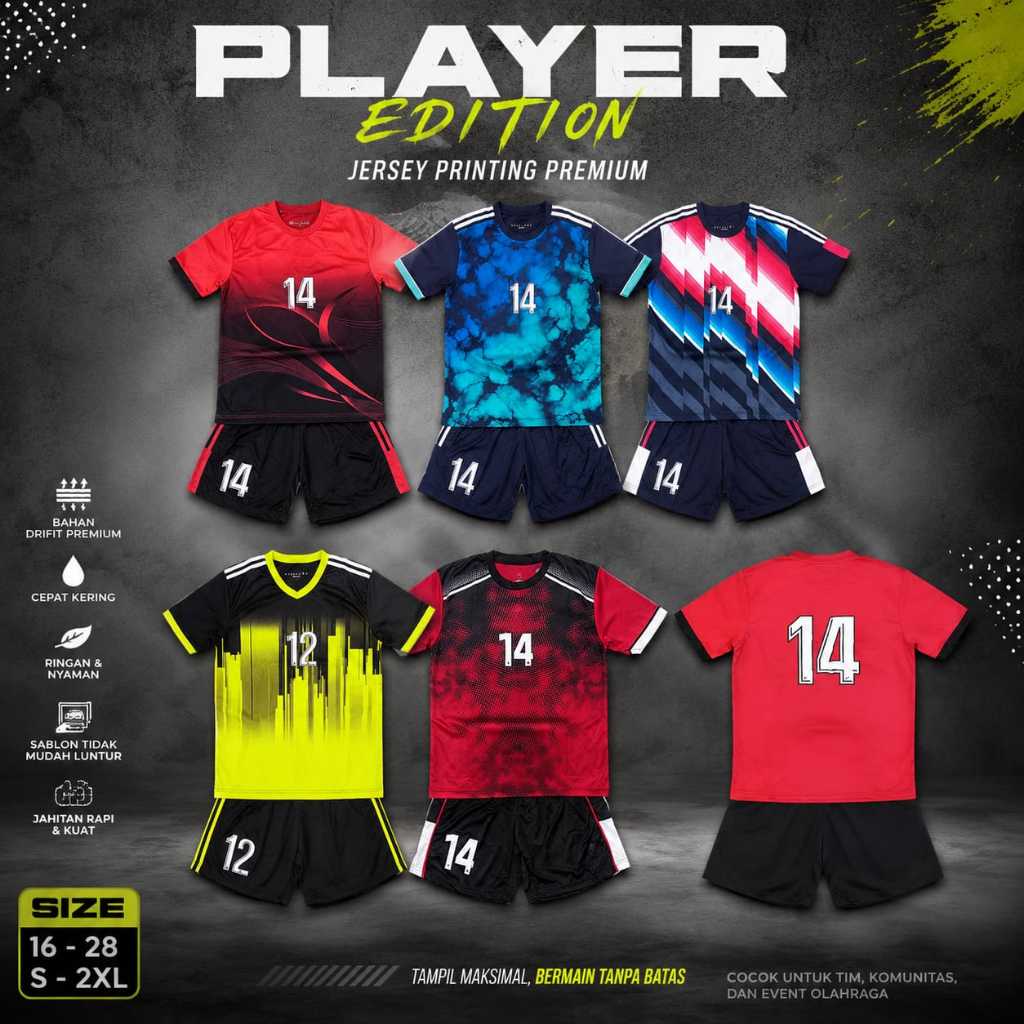 Setelan Timset Futsal 12 Pemain / Jersey Futsal Dewasa /Kaos Tim Sepak Bola Isi 12 Pemain / Kaos Tim