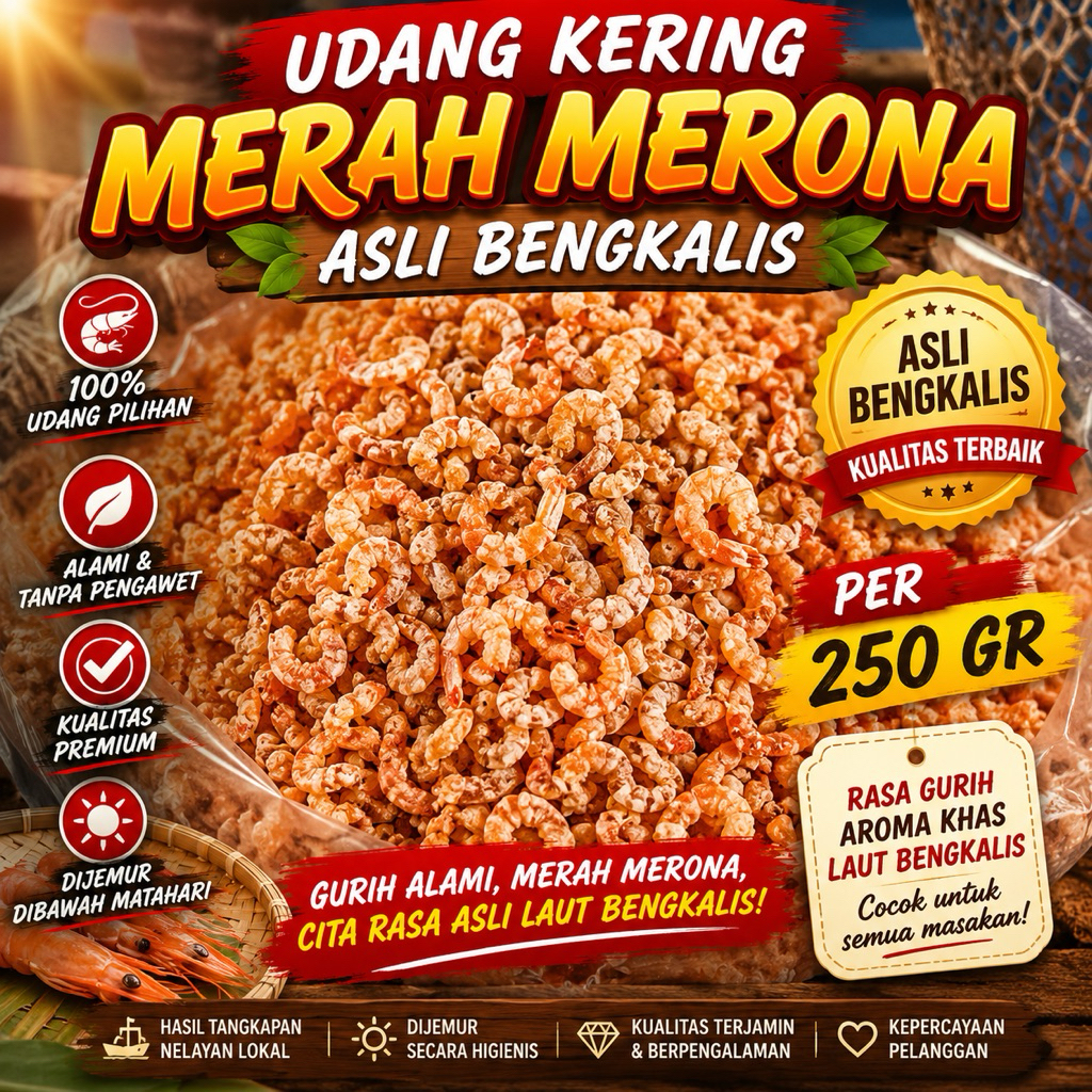UDANG KERING TAWAR 250 GR - HEBI - UDANG HEBI - UDANG KERING - UDANG ASIN - UDANG KERING BENGKALIS M