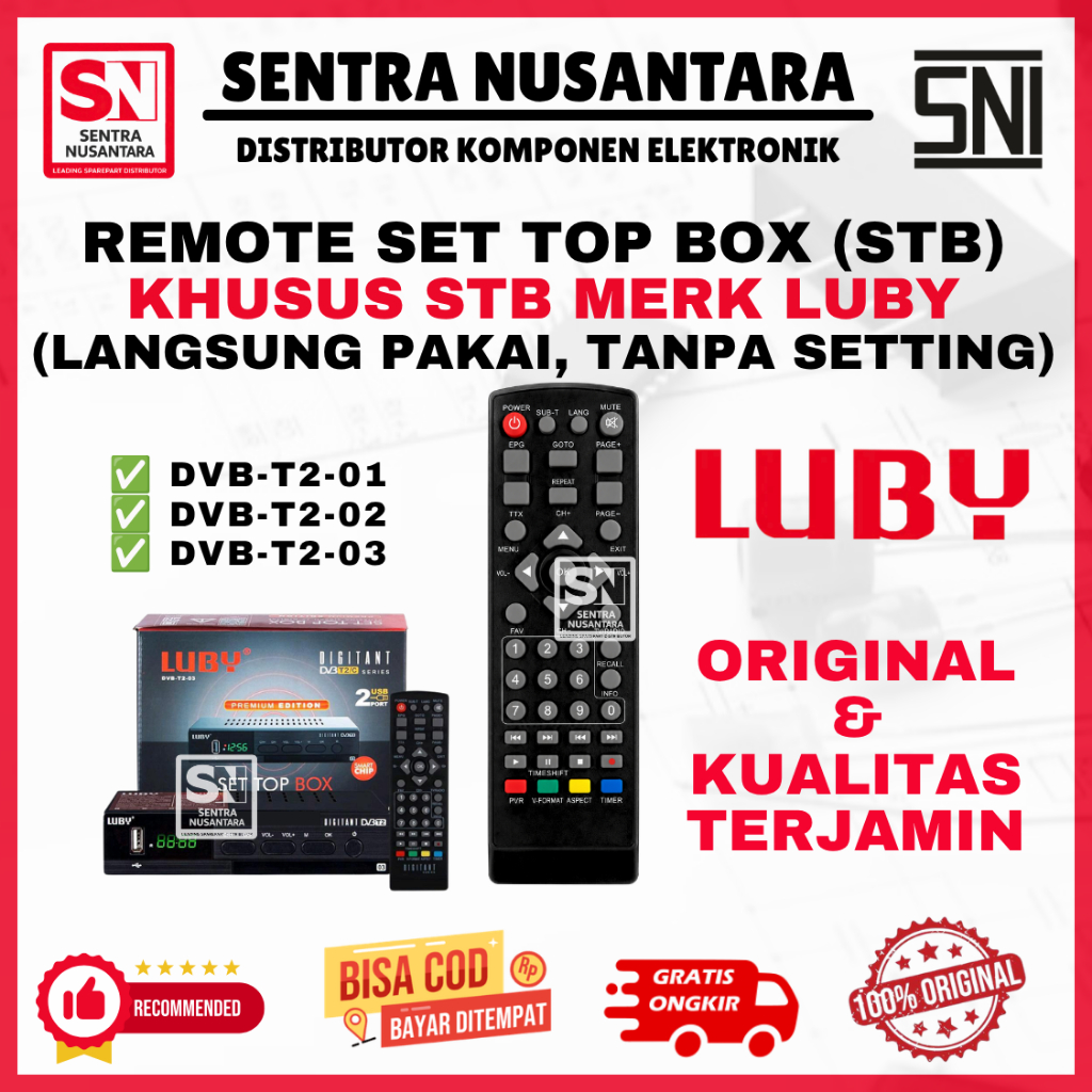 REMOTE STB LUBY DVB-T2-01 DVB-T2-02 DVB-T2-03 ORIGINAL | REMOT STB LUBY DVB T2 01 HD ASLI TAHAN LAMA