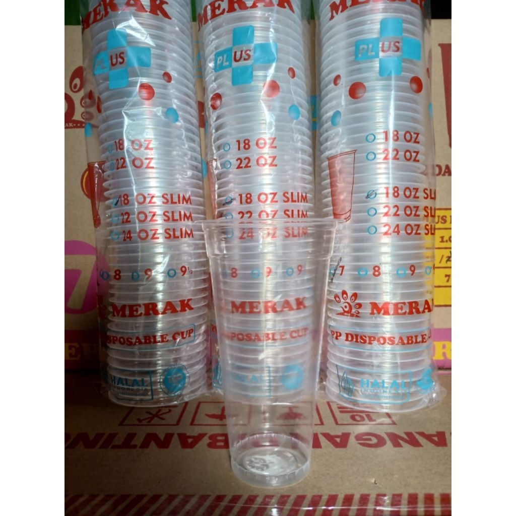 (1Dos) MERAK CUP GELAS 18OZ SLIM ISI 1000PCS