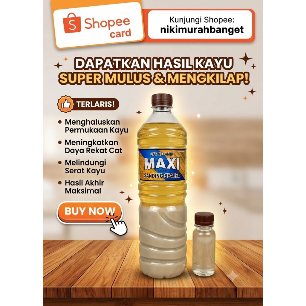 ​MAXI Coat Sanding Sealer Cat Melamik Pelapis Dasar Kayu Anti Jamur Berkualitas