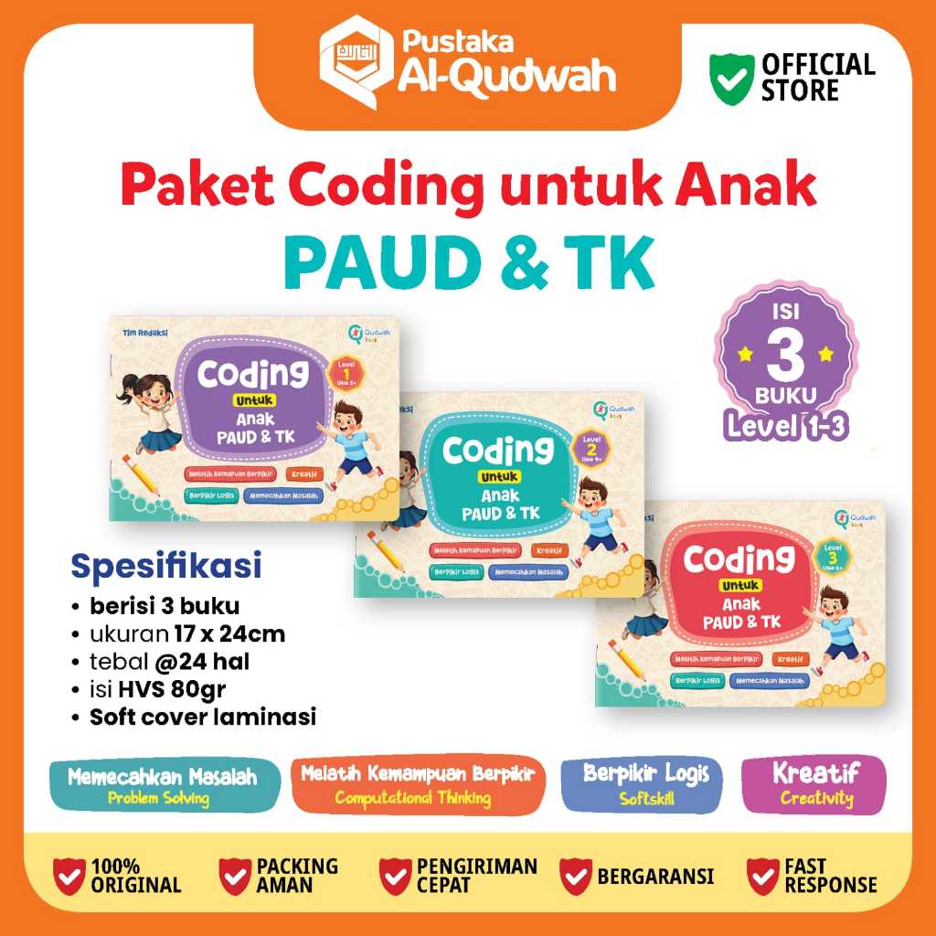 Paket Coding untuk Anak Paud dan Tk || 3 Buku Coding untuk Anak Paud dan Tk || Coding untuk anak tk 
