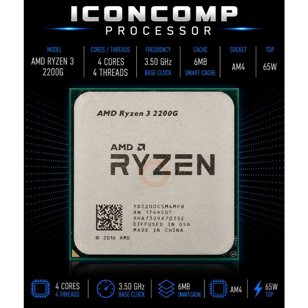 PROCESSOR AMD RYZEN 3 2200G AM4 TRAY