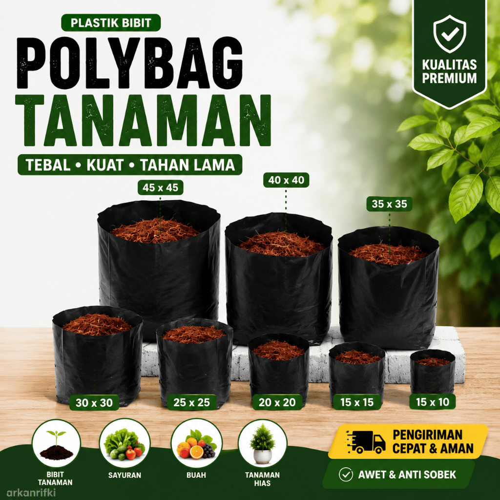 Bisa Cod Plastik Polybag Tanaman 1Kg Hitam Kuat | Polybeg Tanaman | Ukuran 7X8 8X10 10X15 12X17 14X2