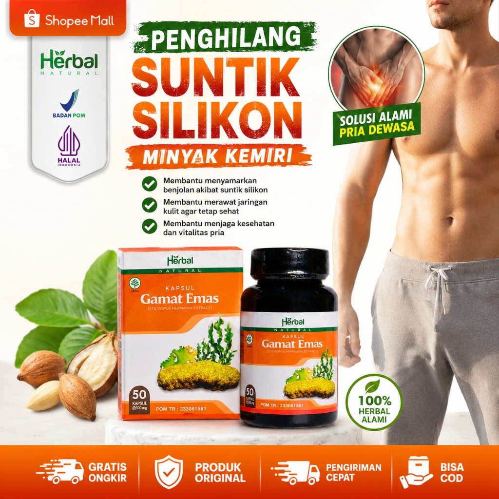 Obat Penghilang Suntik Silikon Minyak Kemiri Penis Buah Zakar Bengkak Nyeri Testis Kapsul Gamat Emas