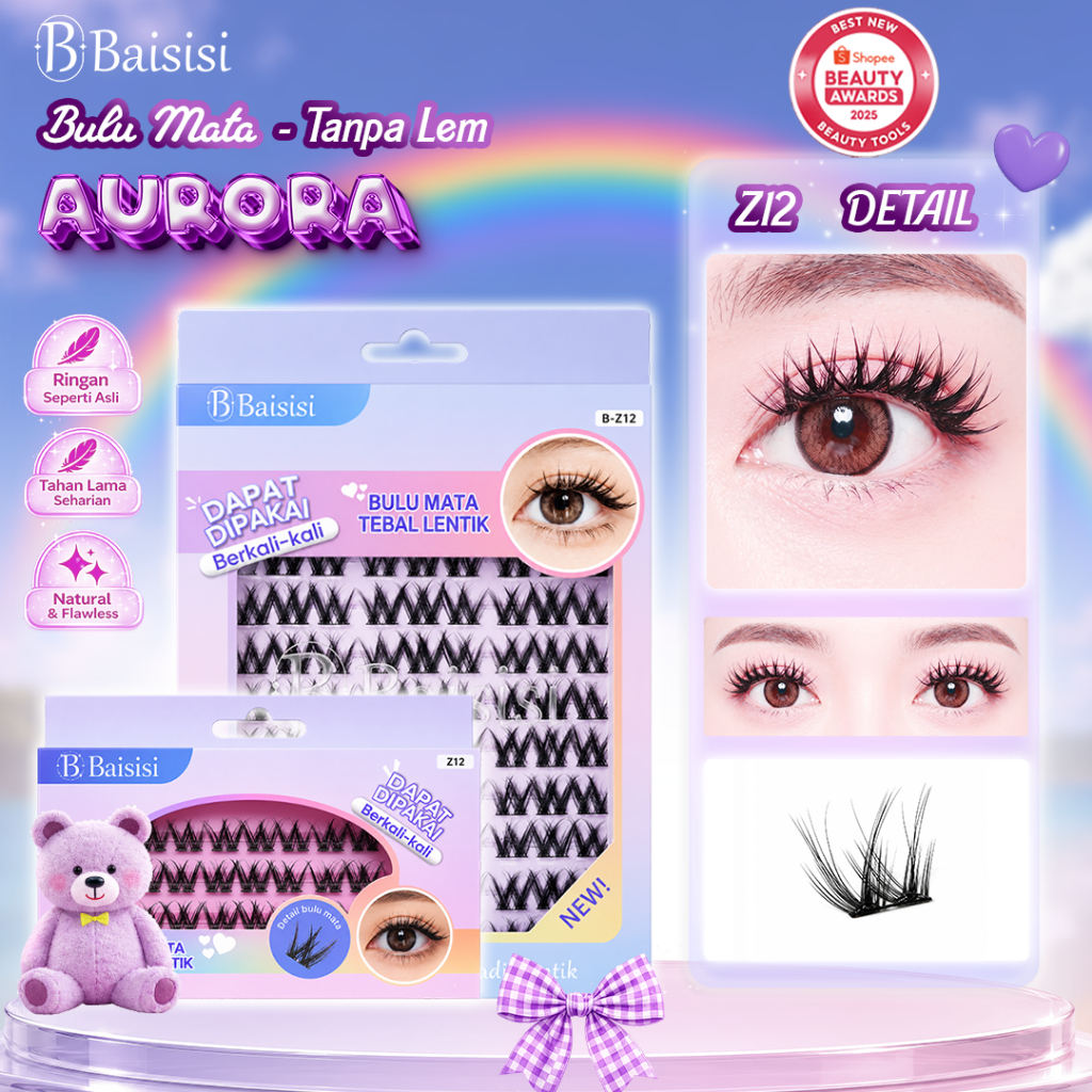 [TANPA LEM] BAISISI Z12 Aurora Bulu Mata Palsu Ringan Eyelash Extension Satuan Premium Dapat dipakai